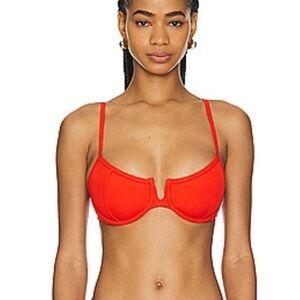 Good American Underwire Bikini Top in Bright Poppy nwt